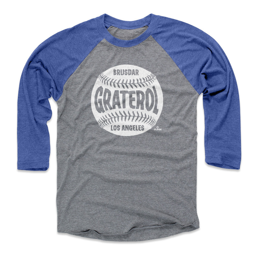 Brusdar Graterol Men's Cotton T-Shirt - Royal Blue - Los Angeles | 500 Level Major League Baseball Players Association (MLBPA)