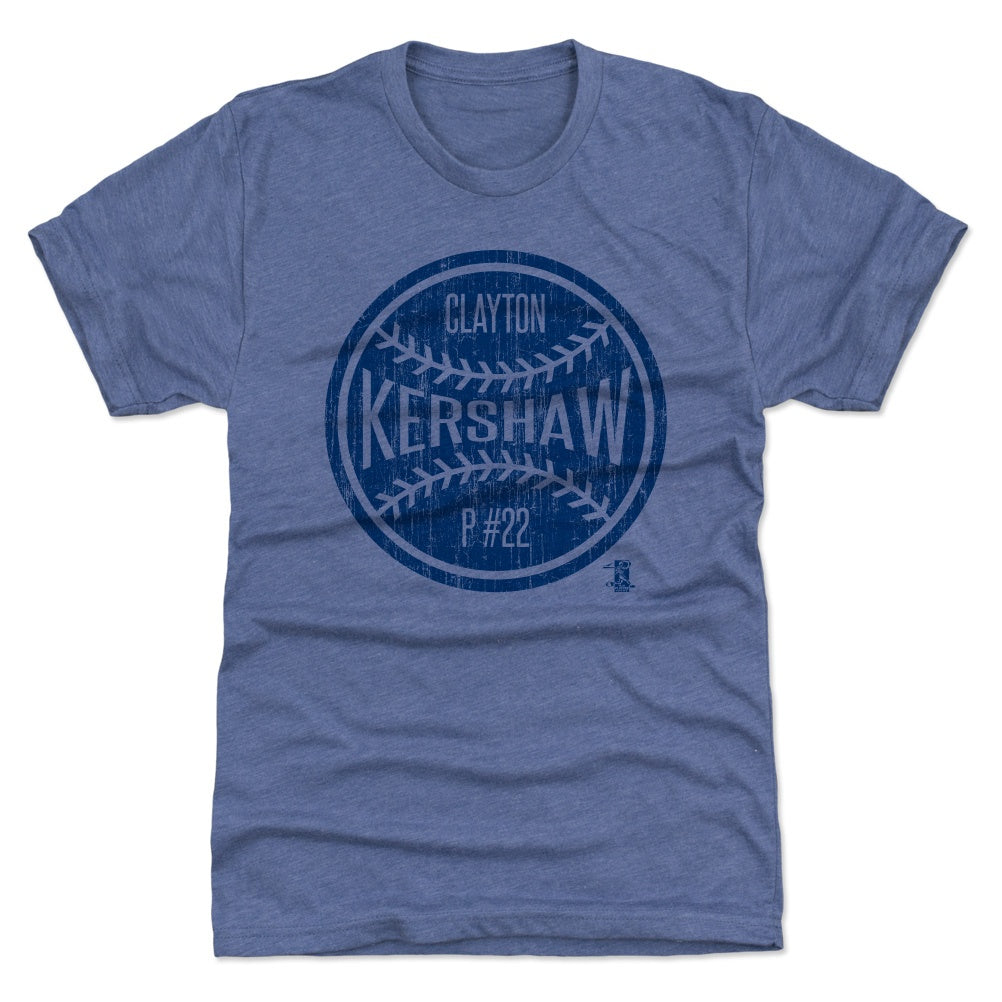 Men's Los Angeles Dodgers Clayton Kershaw Majestic Threads Gray Premium  Tri-Blend Crew Name & Number T-Shirt