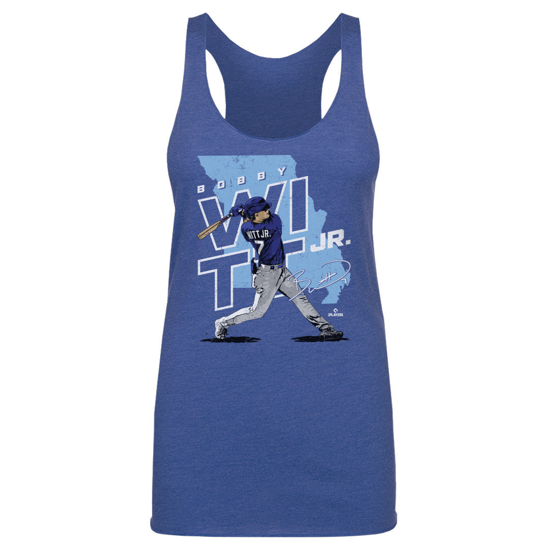 Bobby Witt Jr. Women's T-Shirt - Royal Blue - Kansas City | 500 Level Major League Baseball Players Association (MLBPA)