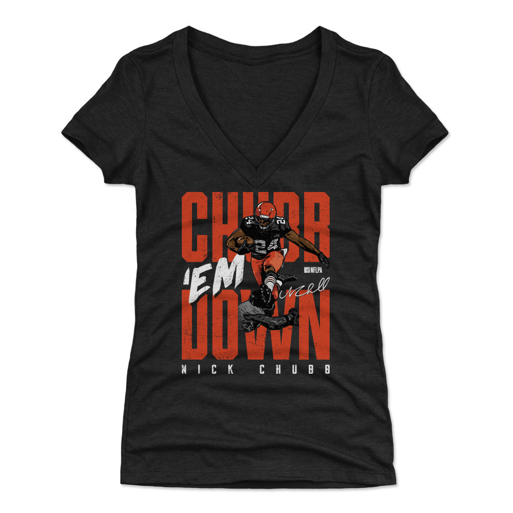 Nick Chubb Women's V-Neck T-Shirt | outoftheclosethangers