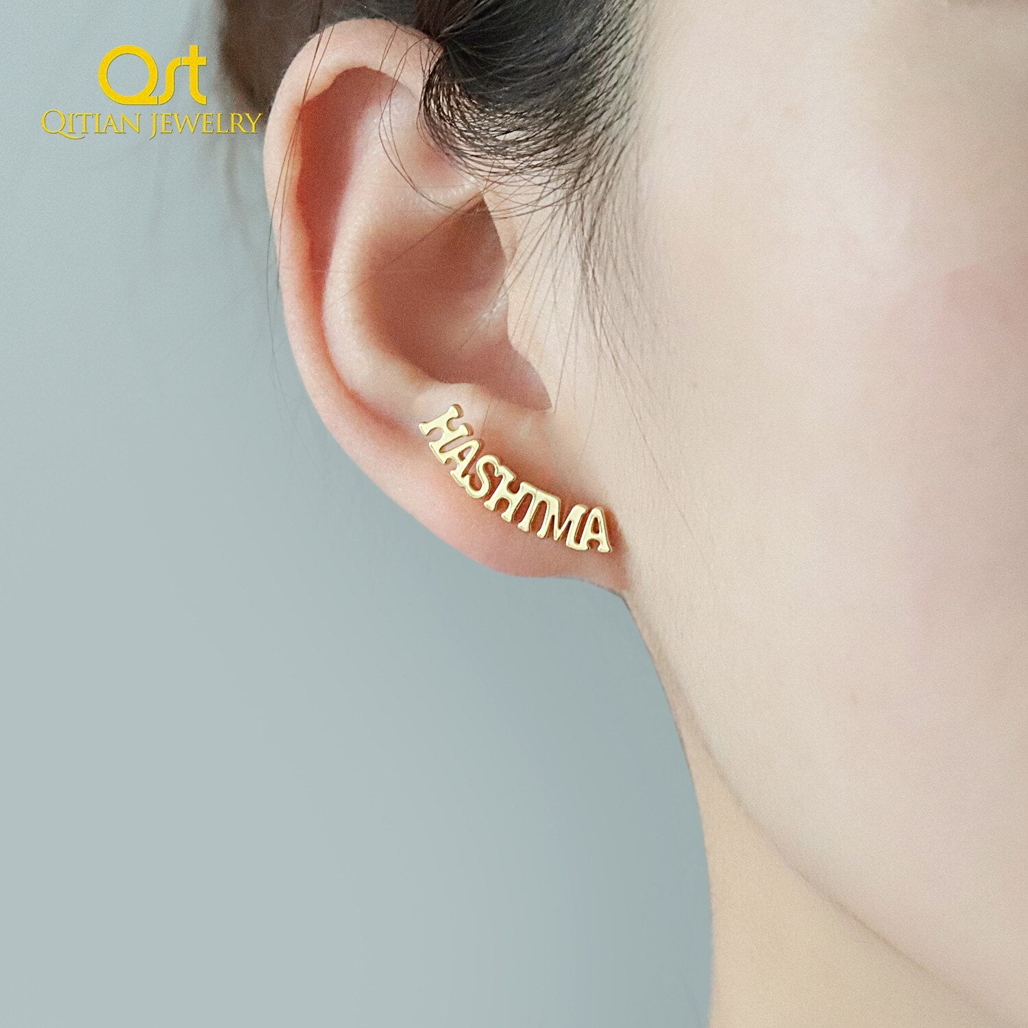 1 Pair Personalized Custom Name Earrings For Women Customize Initial Cursive Nameplate Stud Earring Gift For Best Friend Girls
