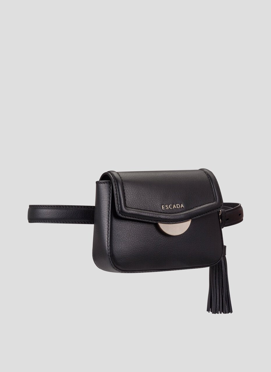 black leather belt bag