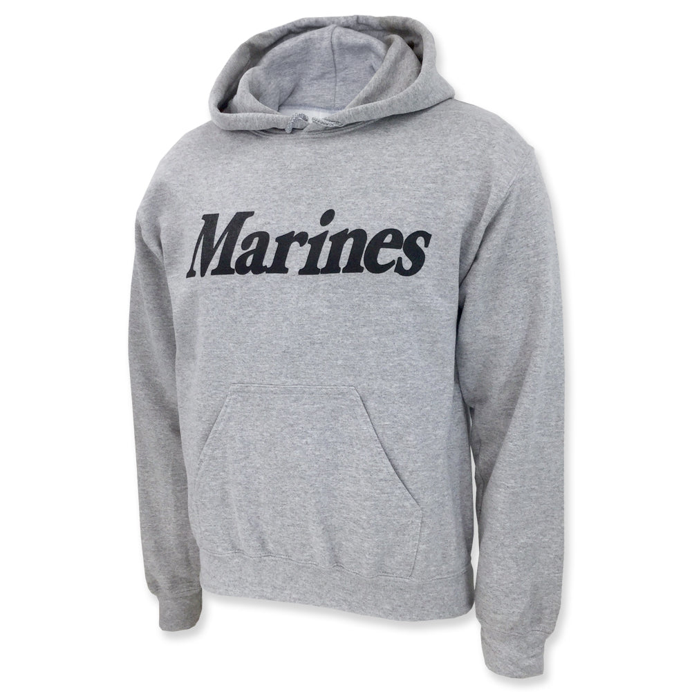 USMC Sweatshirts: Marines Logo Hooded Sweatshirt in Grey | Marines Gear