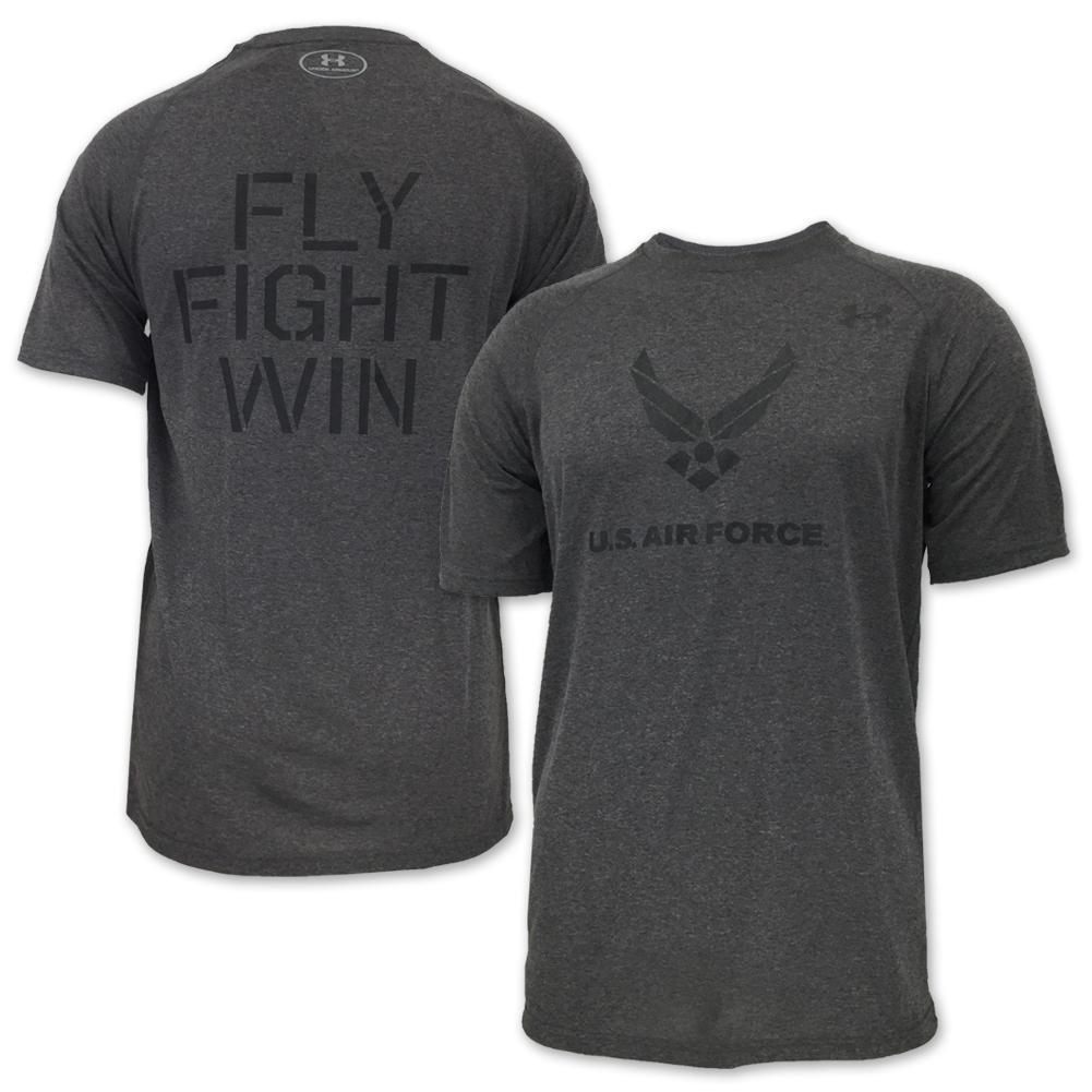 Air Force T-Shirts: Force Under Armour Fly Fight Win Tech T-Shirt in Charcoal
