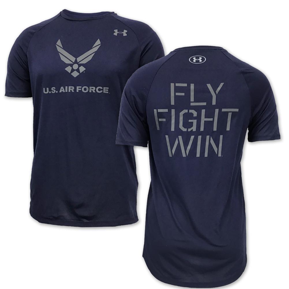 U.S. Force T-Shirts: Air Force Under Armour Fly Fight Win Tech T-Shirt in Navy