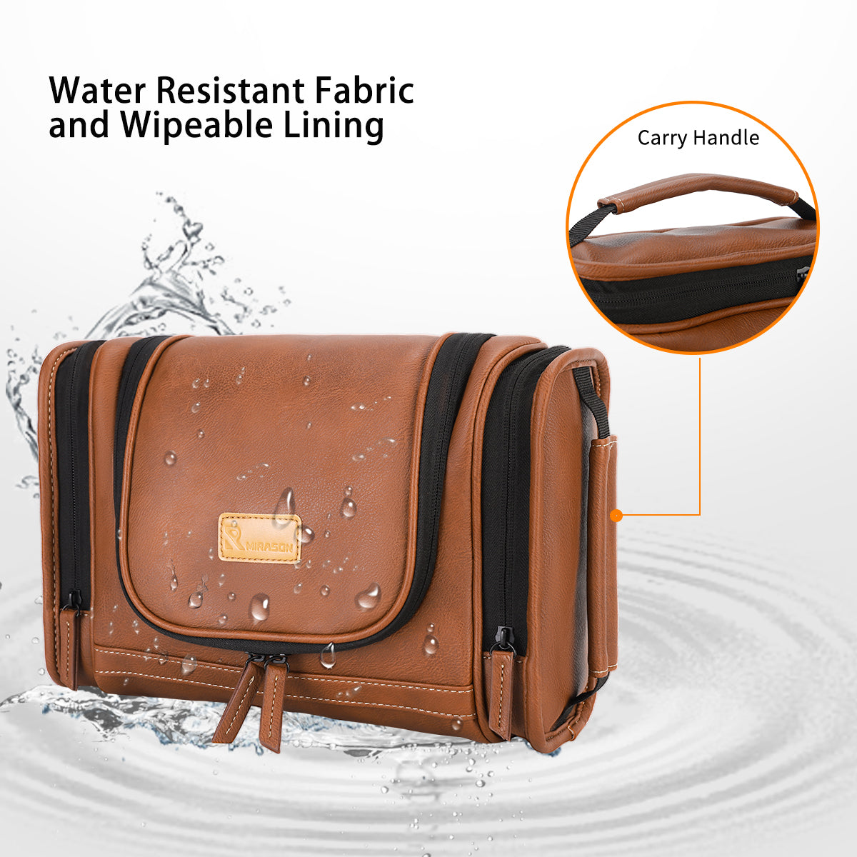 Hanging Toiletry Bag for Men Dopp Kit Waterproof Leather Travel Organi ...