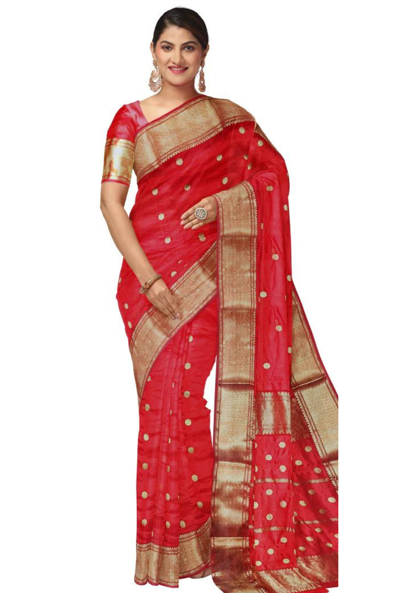 Red Chanderi Silk Saree