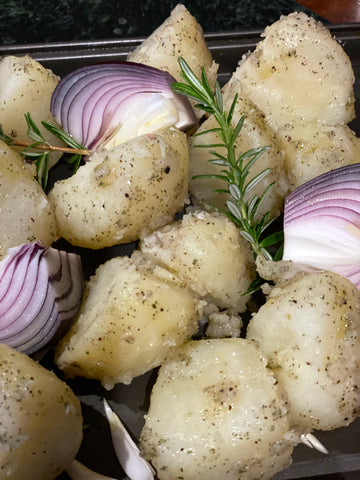 Spuds ready for roasting