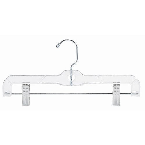 14 Clear Plastic Heavy-Weight Skirt / Pant Hanger with Chrome Hardware -  100/Pack