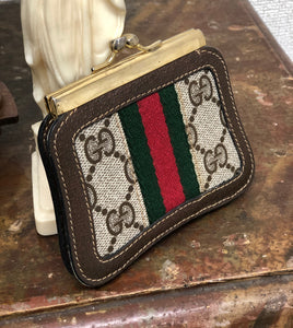 GUCCI Sherry line GG Plus Clasp Coin purse Small wallet Brown Vintage –  VintageShop solo