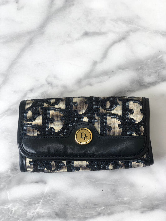 Yves Saint Laurent YSL motif leather key case dark navy w2js36