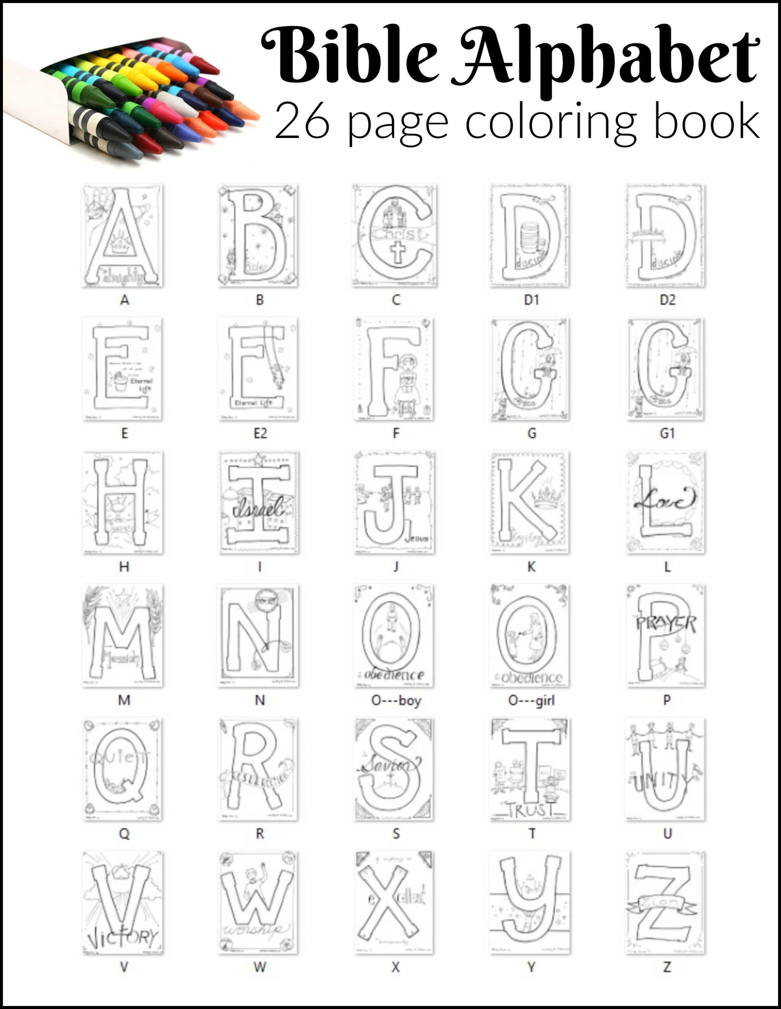 Download Bible Alphabet Coloring Pages 26 Pages Download Only The Sunday School Store