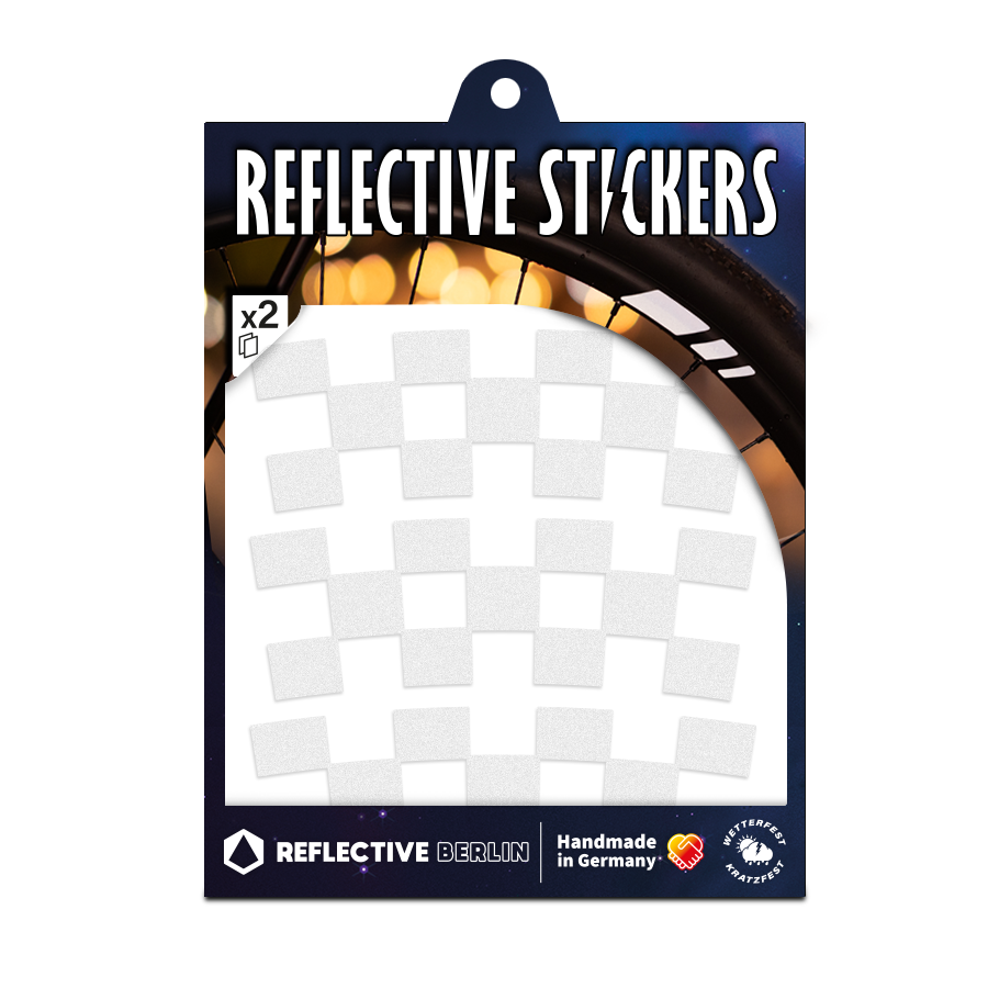 40mm white reflective sticker, checker design
