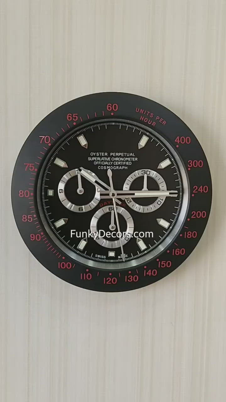 Black Clock Homemade Sex Videos - FunkyTradition Luxury Black Chronograph Stainless Steel Wall Clock For â€“  FunkyDecors