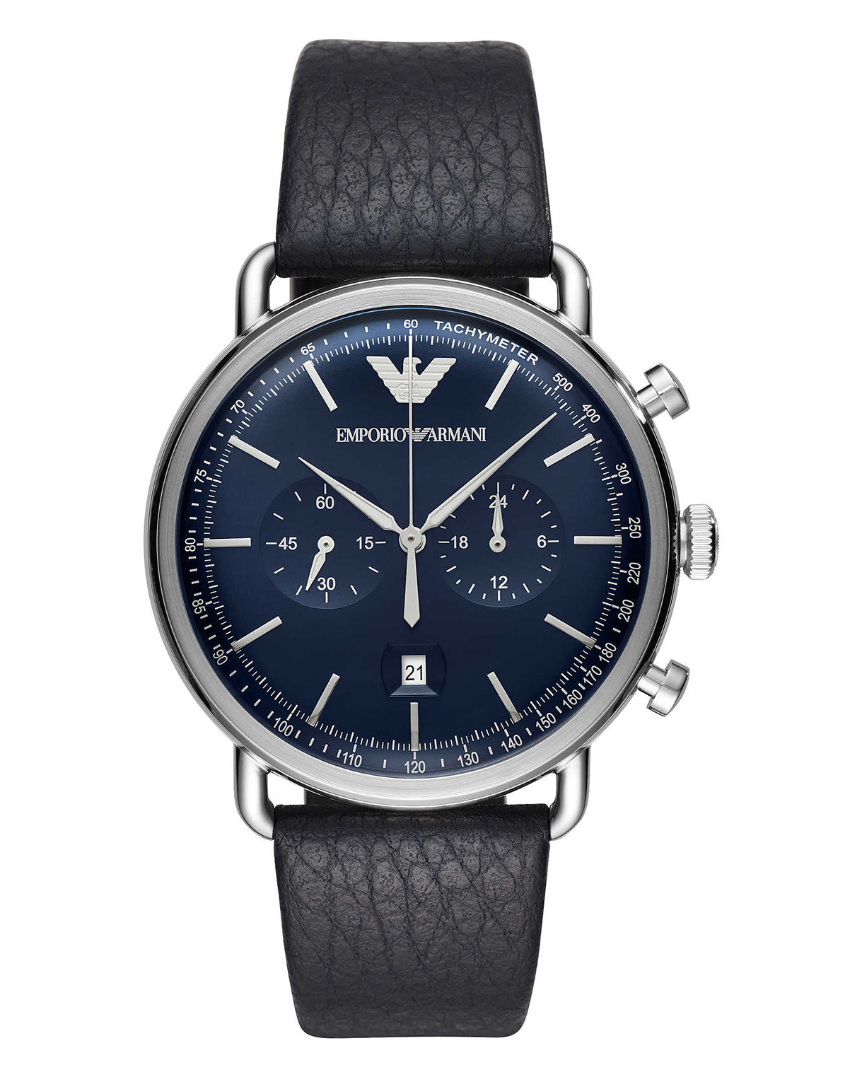 Emporio Armani Men's Navy Leather Strap Chronograph Watch AR11105 | Knight  Jewellers
