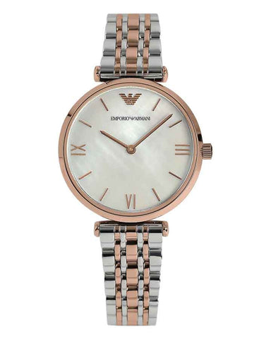 Emporio Armani Womens Silver & Rose Gold Watch - AR1683 | Knight Jewellers