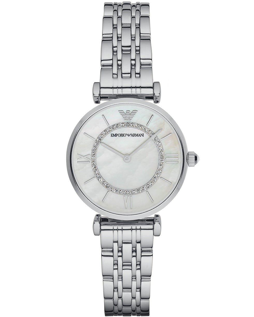 Emporio Armani Ladies Steel Mother of Pearl & Zirconia Dial Watch AR1908 |  Knight Jewellers