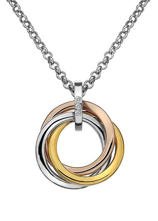 Hot Diamonds Trio Silver, Gold & Rose Interlocking Pendant - DP544 ...