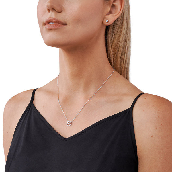 Michael Kors Sterling Silver Necklace and Earring Box Set MKC1260AN040 |  Knight Jewellers