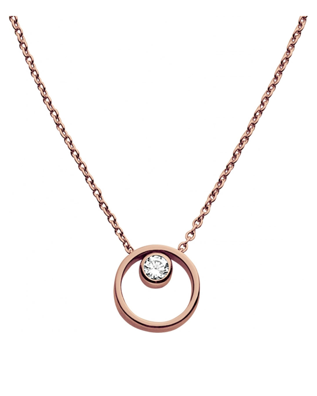 Skagen Elin Crystal Circle Rose Gold Plated Necklace SKJ0850791 ...