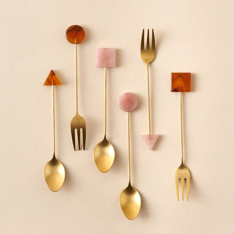 GEOMETRIC STAINLESS STEEL DESSERT SPOON