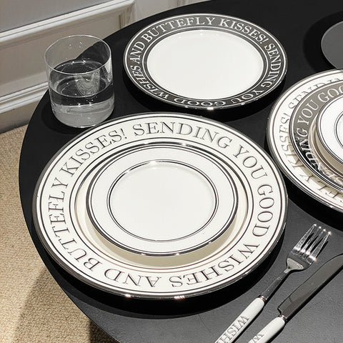 Light Luxury Black And White Letter Dinner Plate