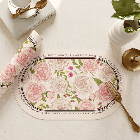 ROMANTIC SUMMER FLORAL LEATHER PLACEMAT