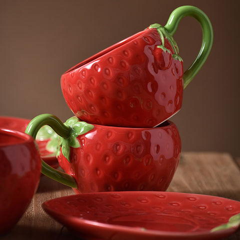 STRAWBERRY COFFEE CUP AND SAUCER
