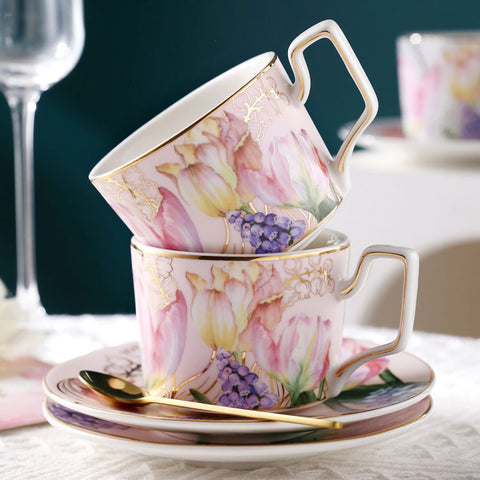 Tulip Ceramic Coffee Cup and Saucer