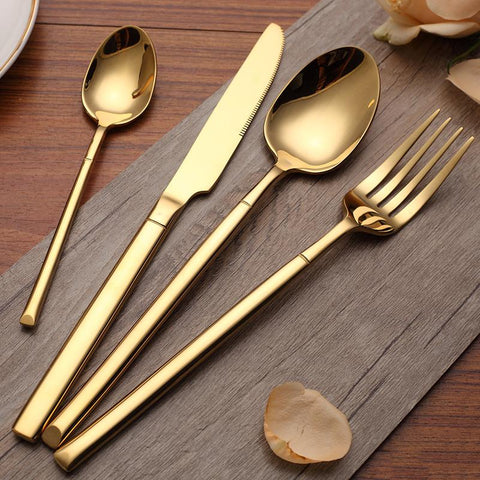 SIMPLICITY GOLDEN FLATWARE 4 PCS SET