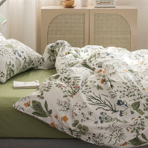 PLANT PRINTING COTTON BEDDING SET