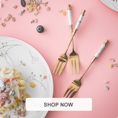 Ceramic Handle Gold Dessert Spoon