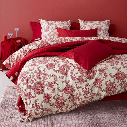 WASHED COTTON BEDDING SET - CHRISTMAS RED