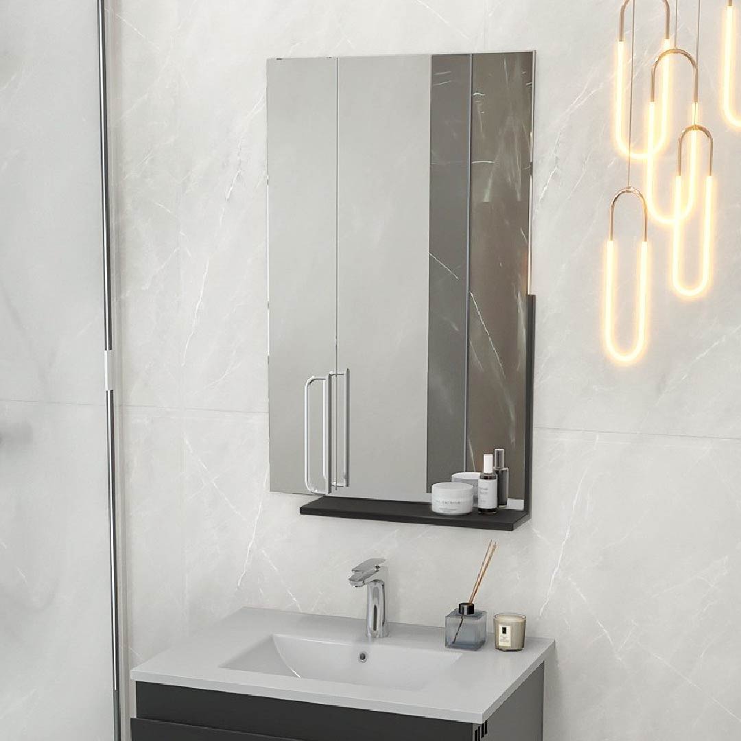 led illuminated battery powered bathroom cabinet mirror