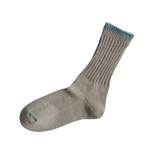 Silk Cotton Ribbed Socks - Beige