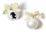 Boy Silhouette Glass Ornament with Green Check Bow
