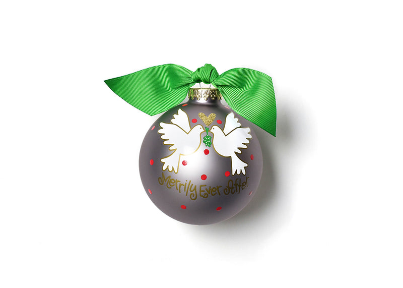 Merrily Ever After Ornament with Red Dots and Green Bow