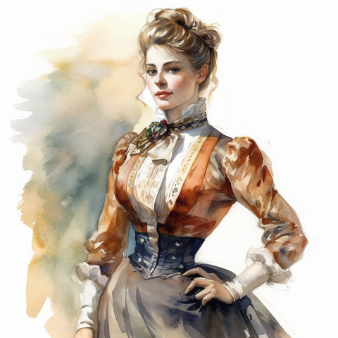 Example of Victorian Era mutton sleeve dress (also known as gigot sleeves)