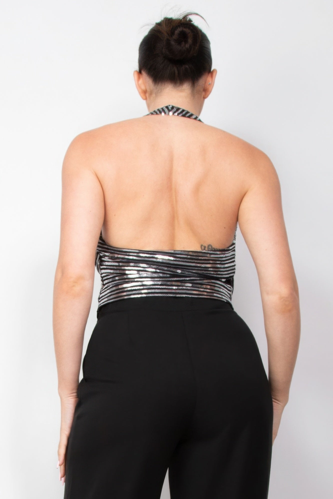 Gina's Surplice Halter Sequin Top