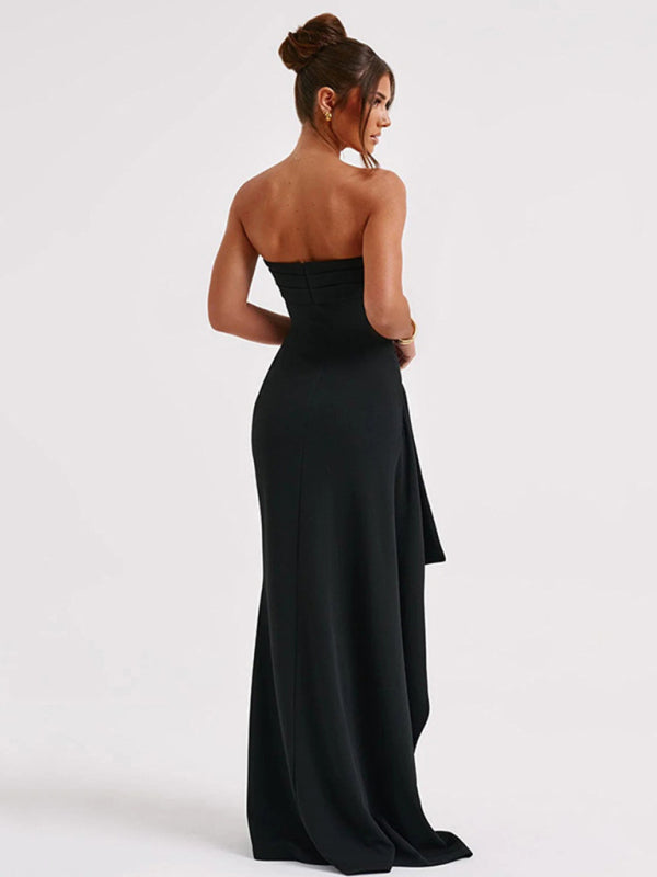 Lola's High Slit Bateau Neck Tube Top Prom Dress