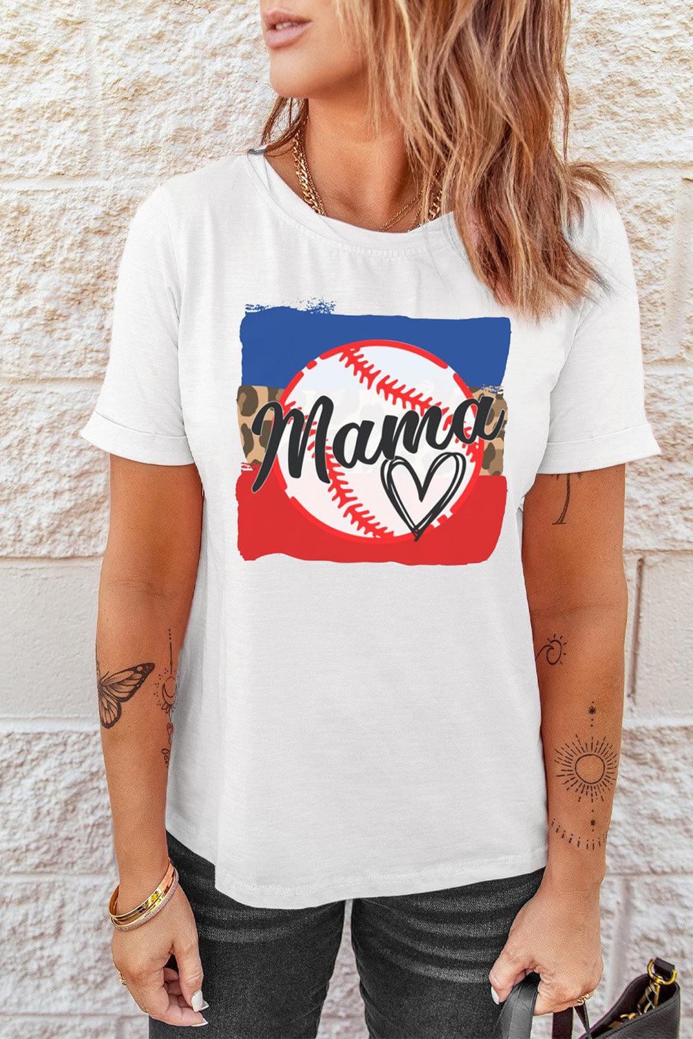 MAMA Heart Graphic Round Neck T-Shirt-TOPS / DRESSES-[Adult]-[Female]-2022 Online Blue Zone Planet