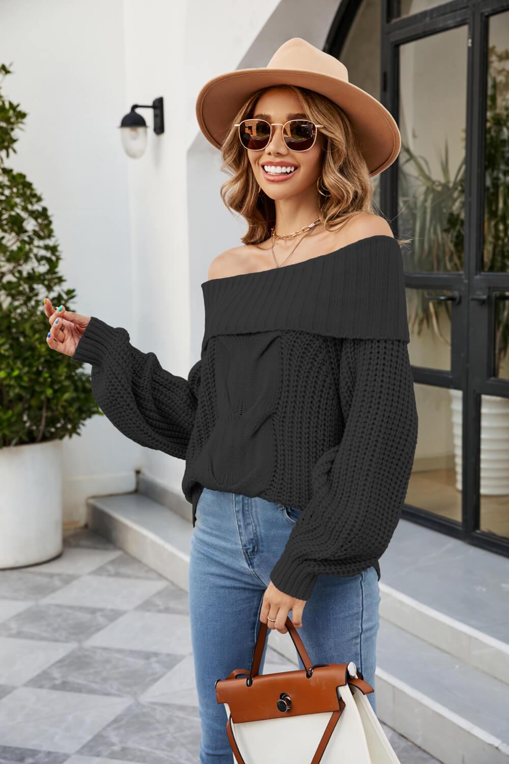 LAYERED OVER SHOULDER KNIT