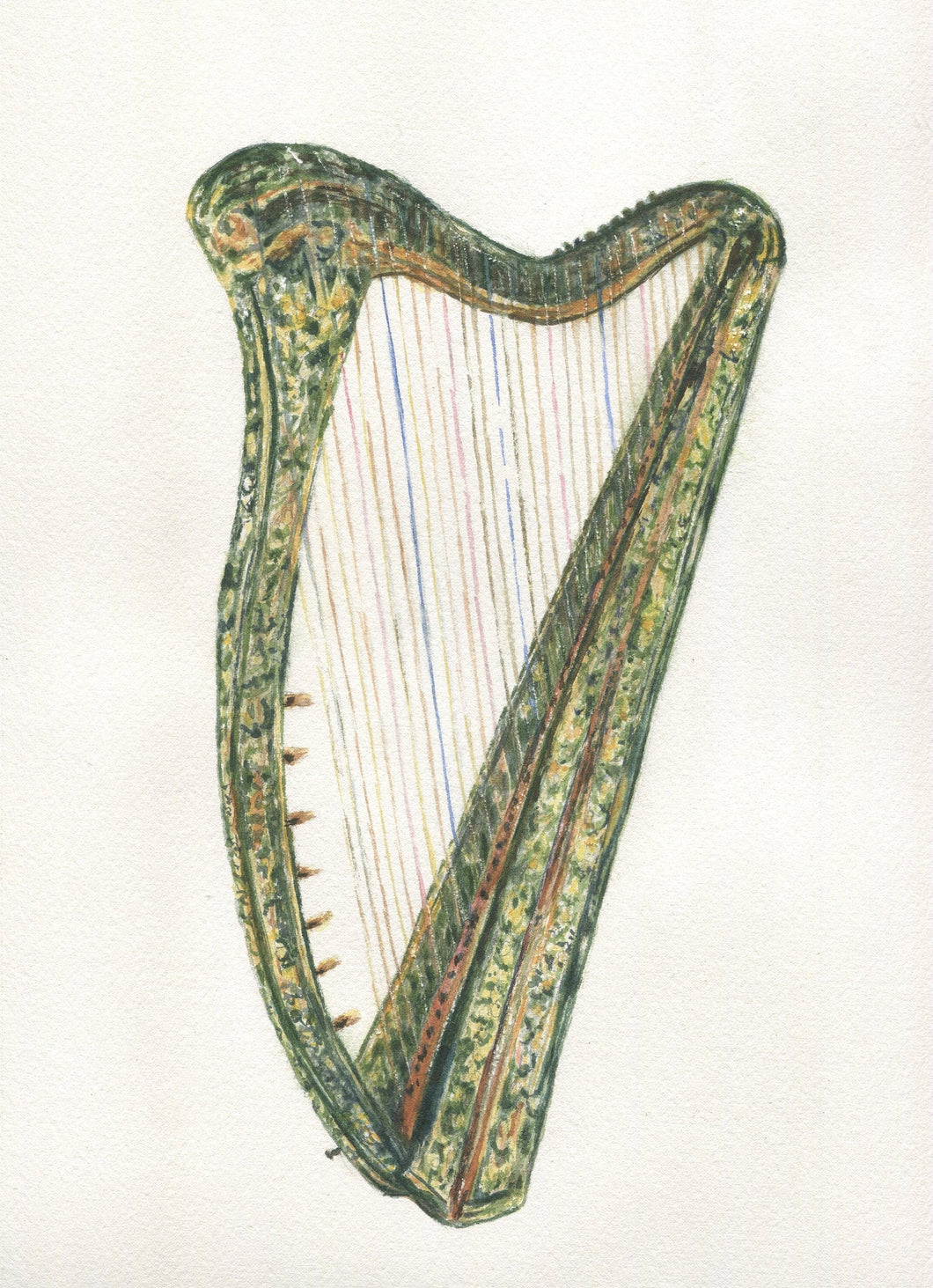 Irish Harp watercolor painting prints or original Irish painting Celtic harp art Celtic harp framed print Irish watercolor Celtic gift music - Leigh Barry Watercolors