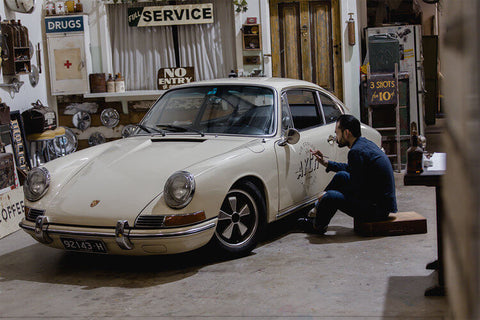 Man painting car