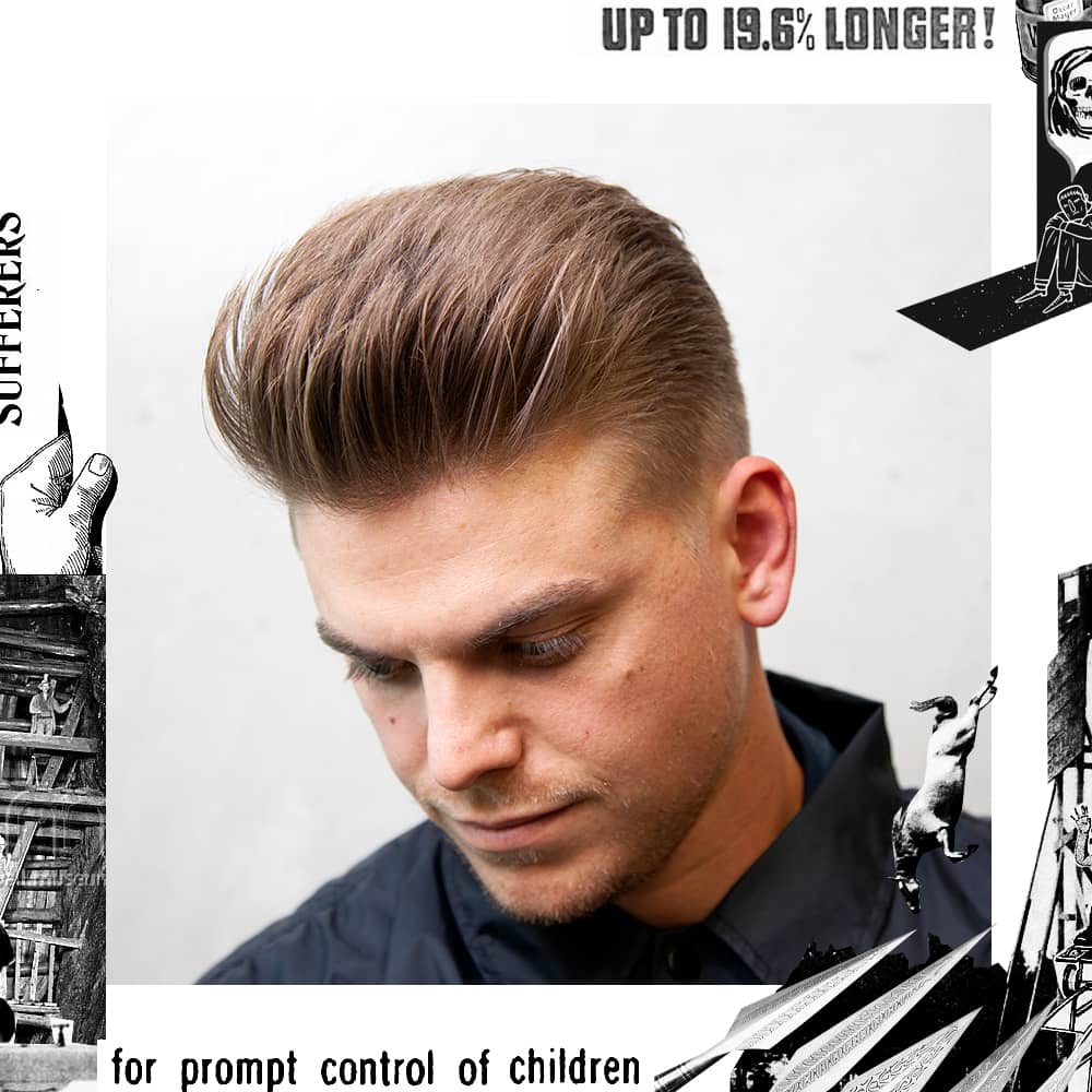 Loose Pomp haircut styled with Uppercut Deluxe Clay