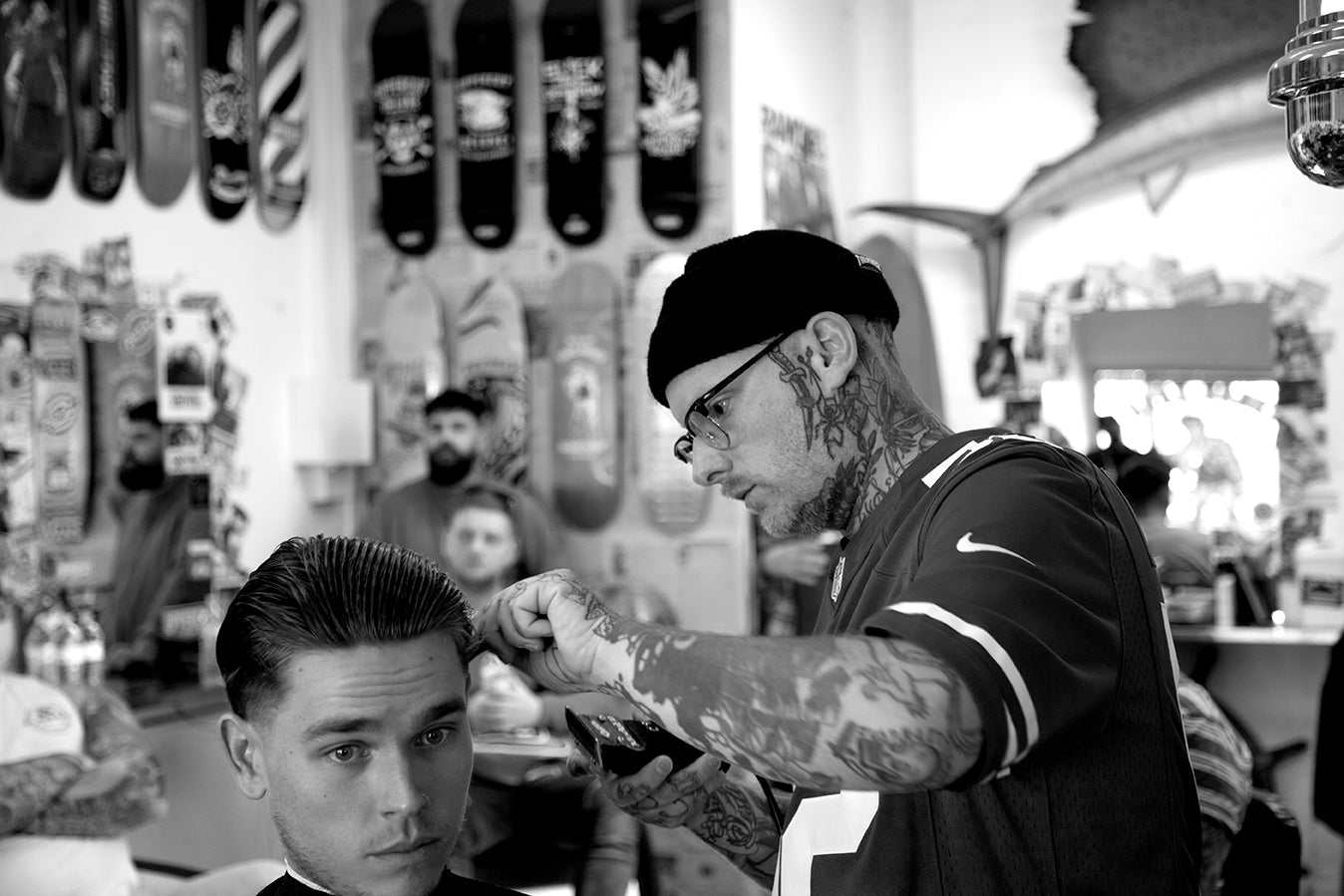 Barber cutting hair