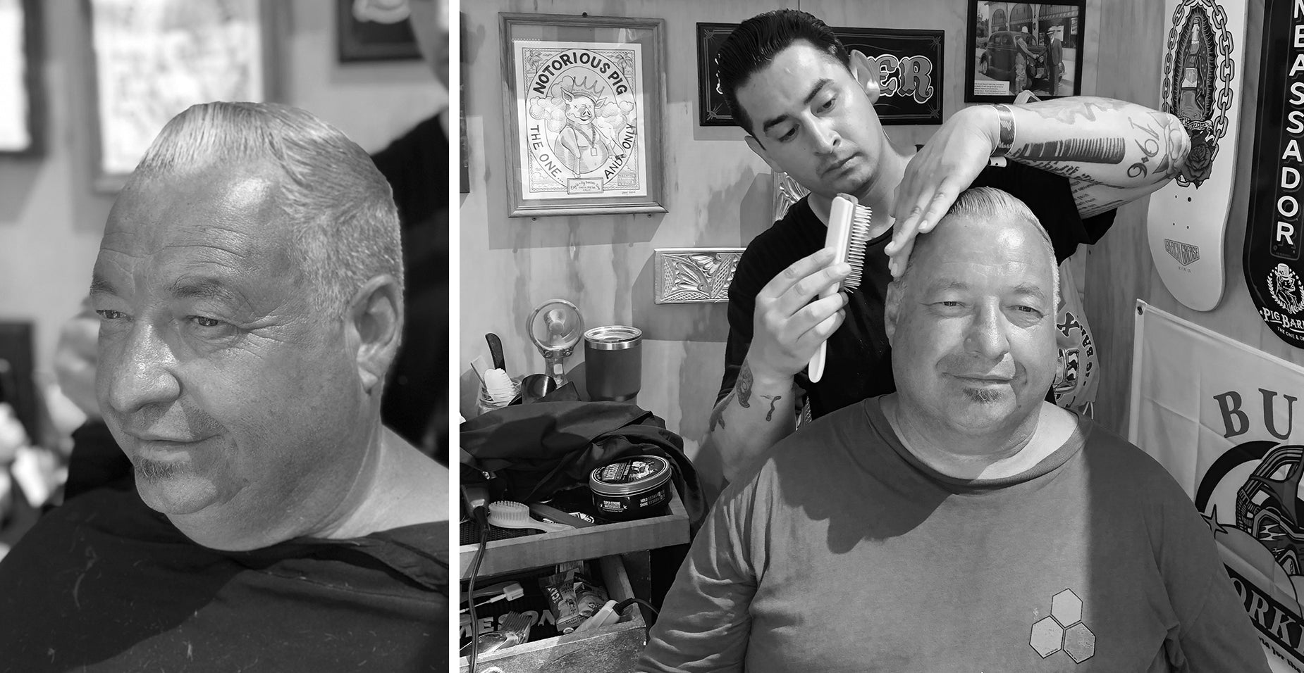 Man getting haircut from a barber