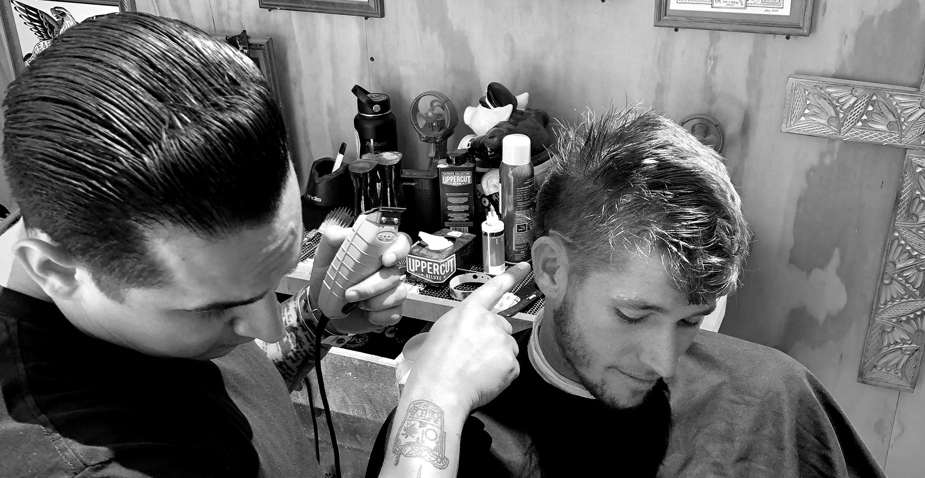 Man getting haircut from barber