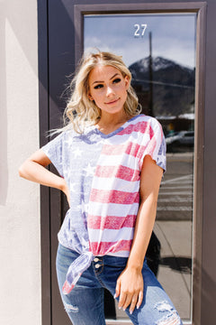 American Pride Tie Front Top