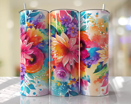 Bright Floral 40 oz Tumbler Sublimation Transfer